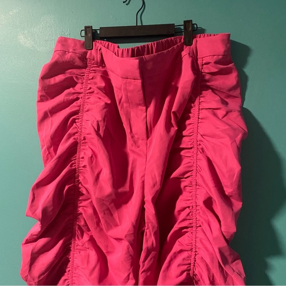 Shein Curve 4X Pink Ruched Stacked Pants Elastic Back Waist - Picture 4 of 6